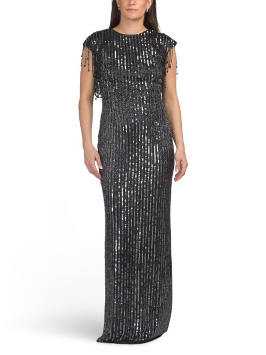 Mac Duggal Dresses & Skirts - MAC DUGGAL Short Sleeve Beaded Sequin Gown
